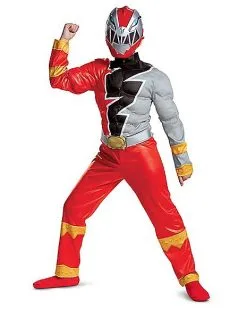 Spirit Halloween Kids Red Ranger Muscle Costume - Power Rangers Dino Fury