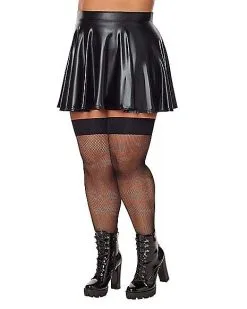 Spirit Halloween Plus Size Black Fishnet Thigh High Stockings