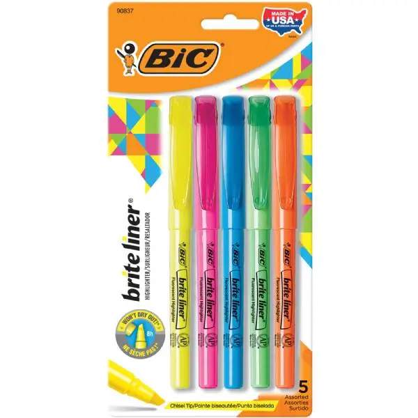 BIC HIGHLIGHTER 5 COLORS 3 BIC HIGHLIGHTER 5 COLORS