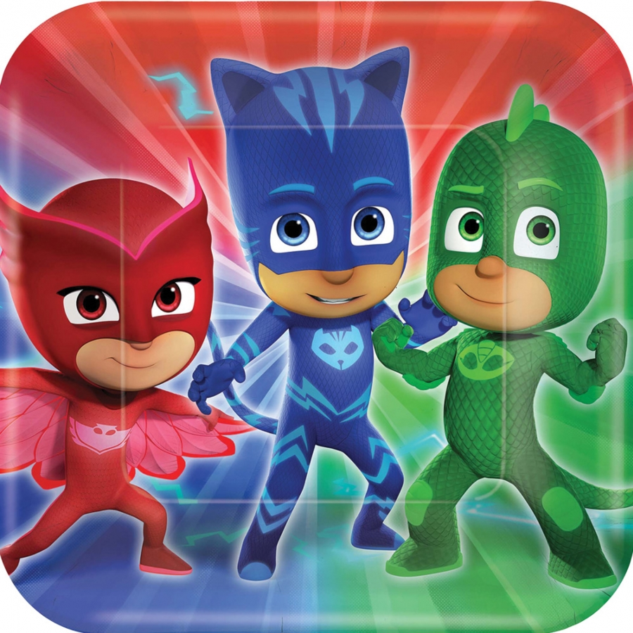 PJ MASKS SQUARE PLATE 9IN 3 PJ MASKS SQUARE PLATE 9IN