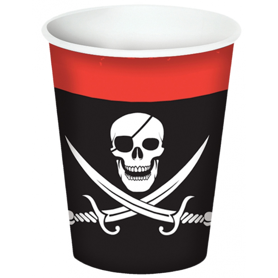 PIRATE BEVERAGE CUPS 9OZ 8PCS 3 PIRATE BEVERAGE CUPS 9OZ 8PCS